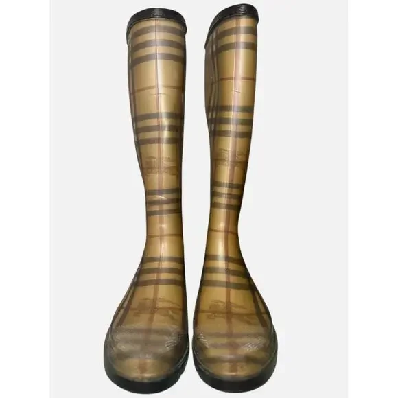 Burberry Haymarket Tall Rain Boots Nova Check Plaid Size 40 EUR/9.5 US - Picture 2 of 6